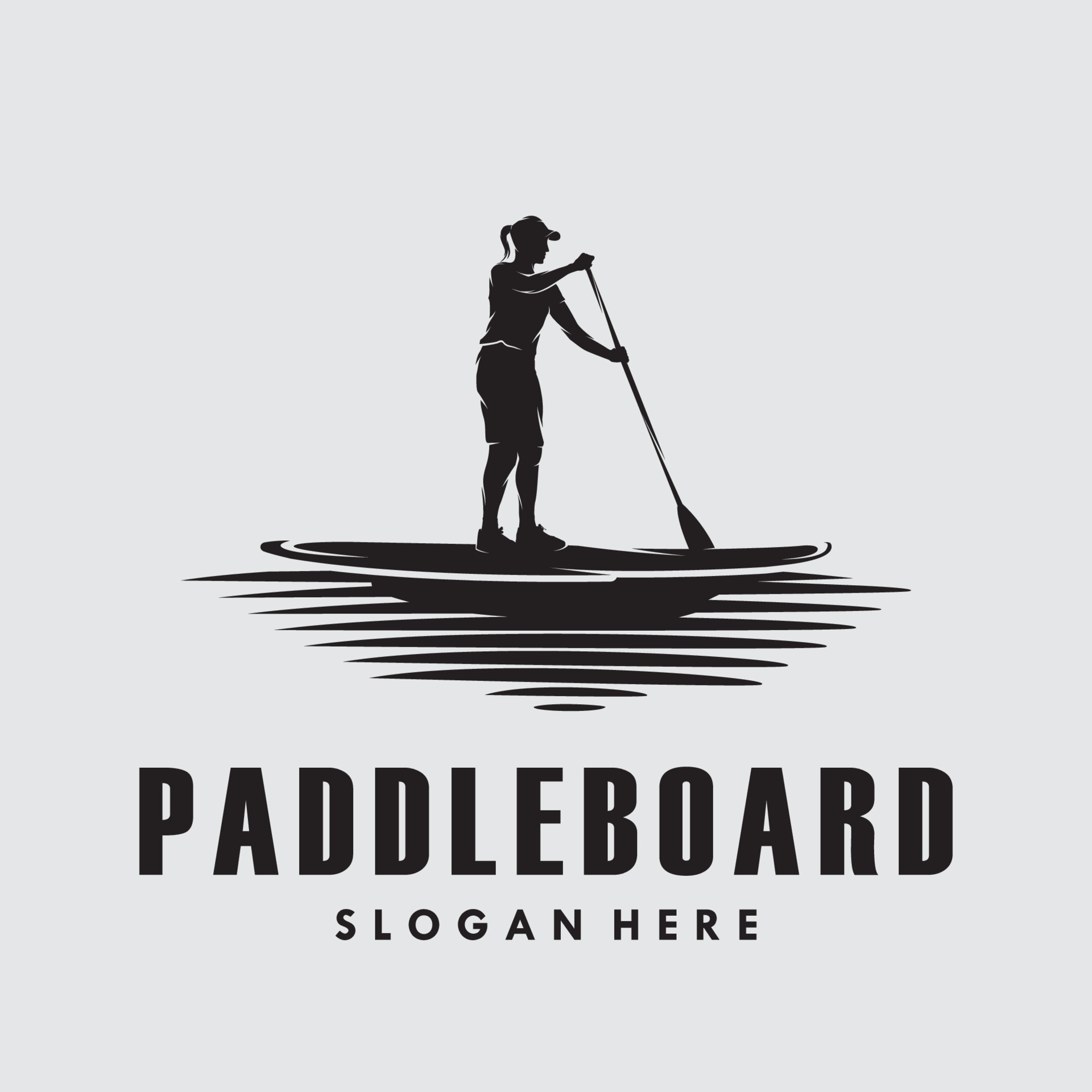 Woman in Paddle board silhouette logo vector design 11373570 Vector Art