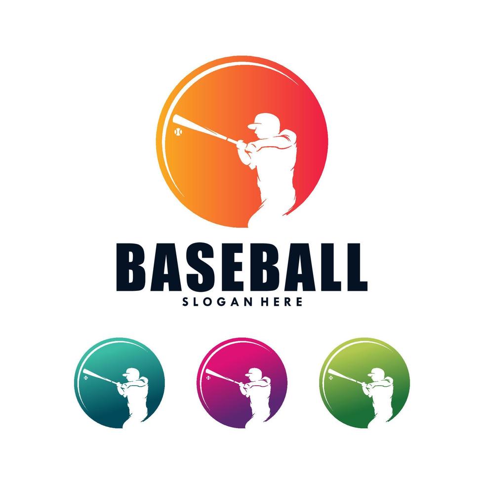 diseño de logotipo de vector de jugadores de béisbol