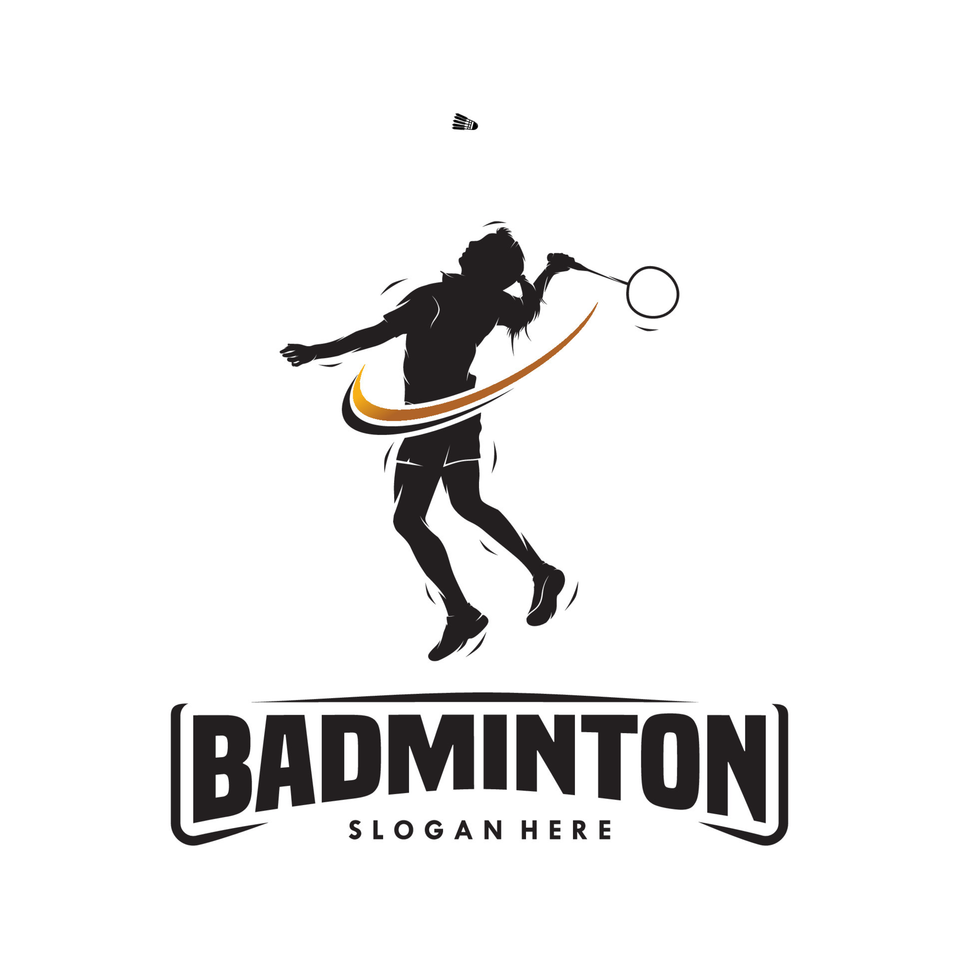 diseño de logotipo de silueta de bádminton de salto aplastante 11373609