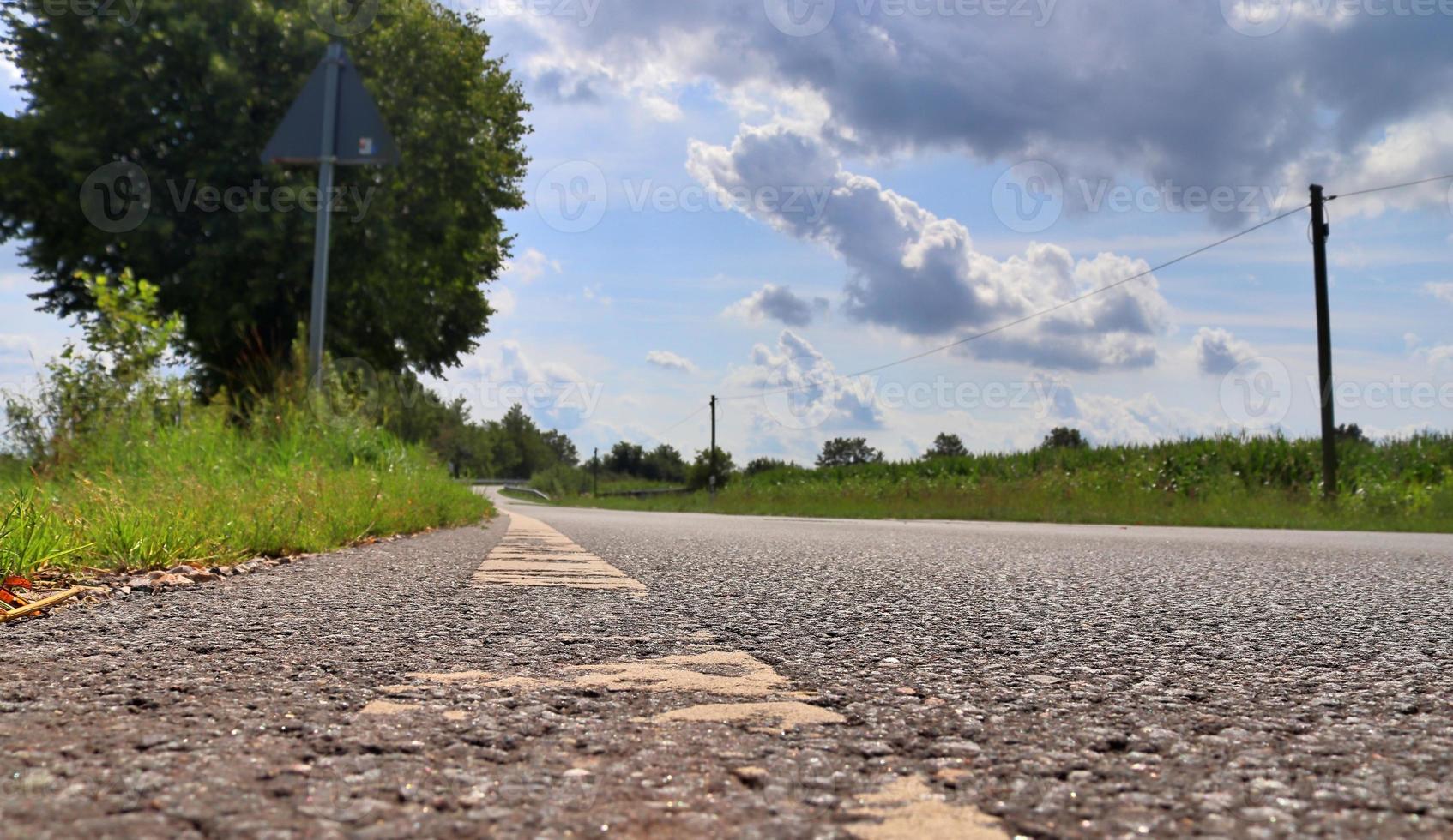 Beautiful view on countryside roads with fields and trees in northern europe photo