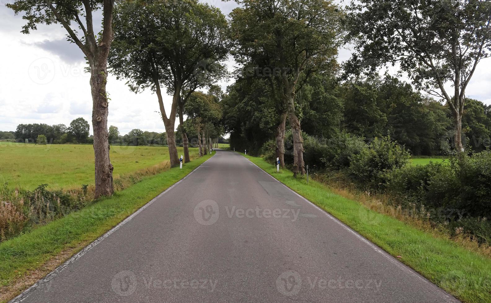 Beautiful view on countryside roads with fields and trees in northern europe photo
