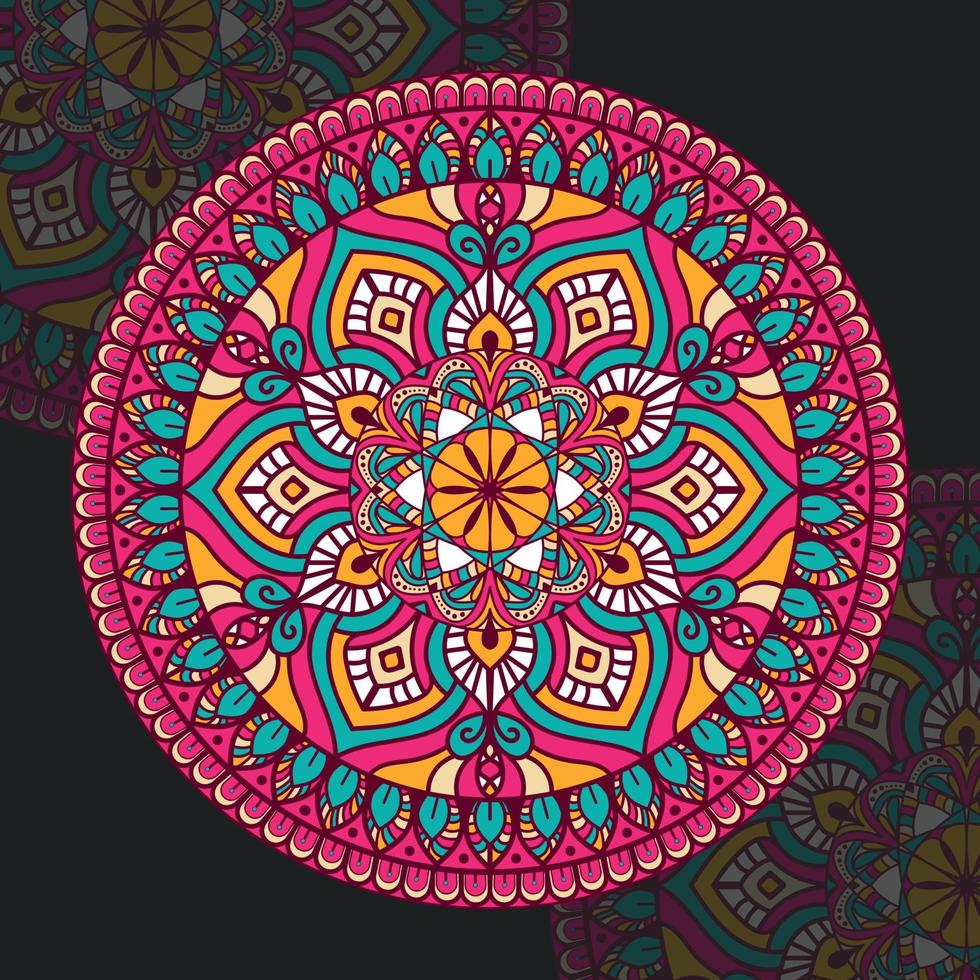 Colorful and Indian vintage ornamental mandala design free vector