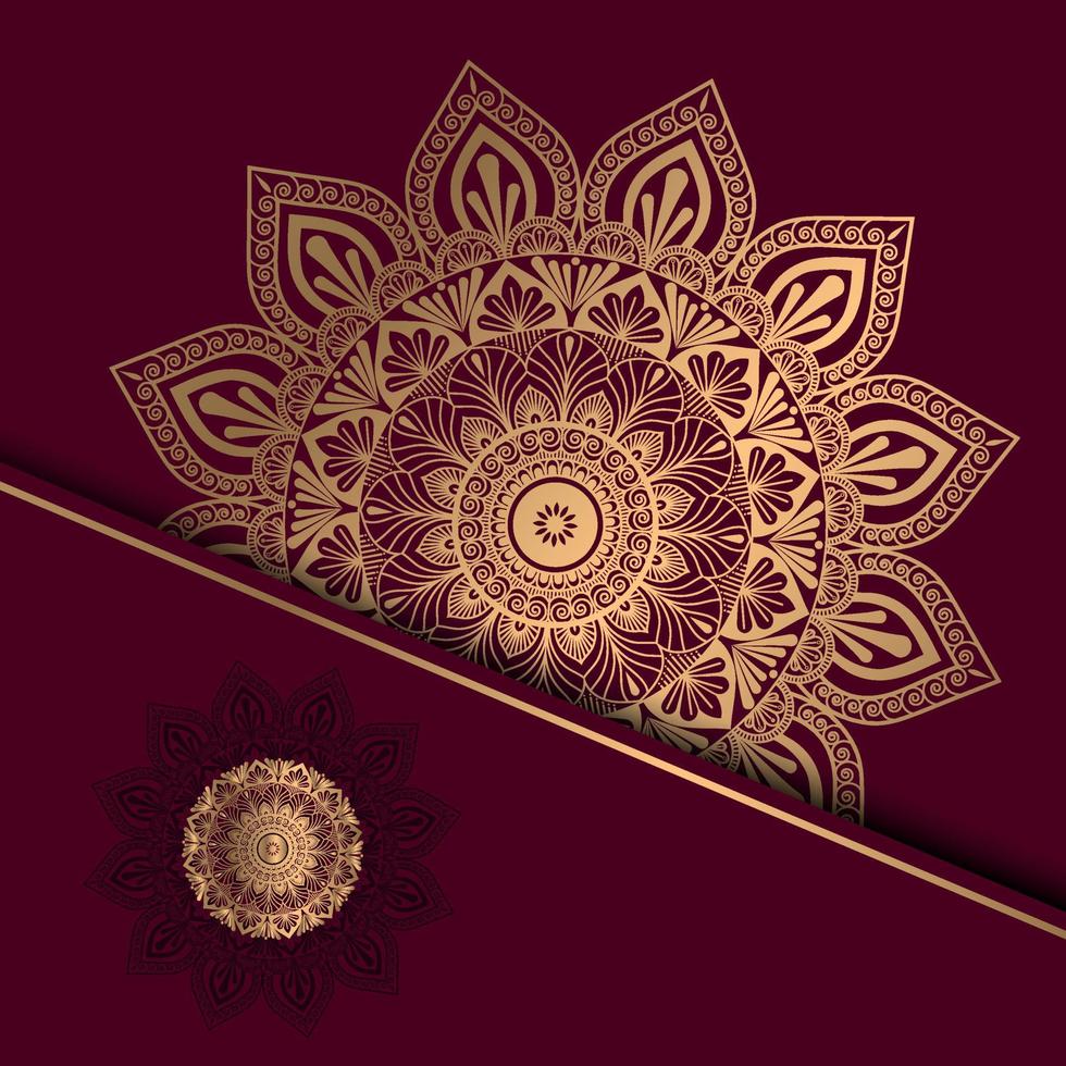 Luxury ornamental mandala design in gold color free vector