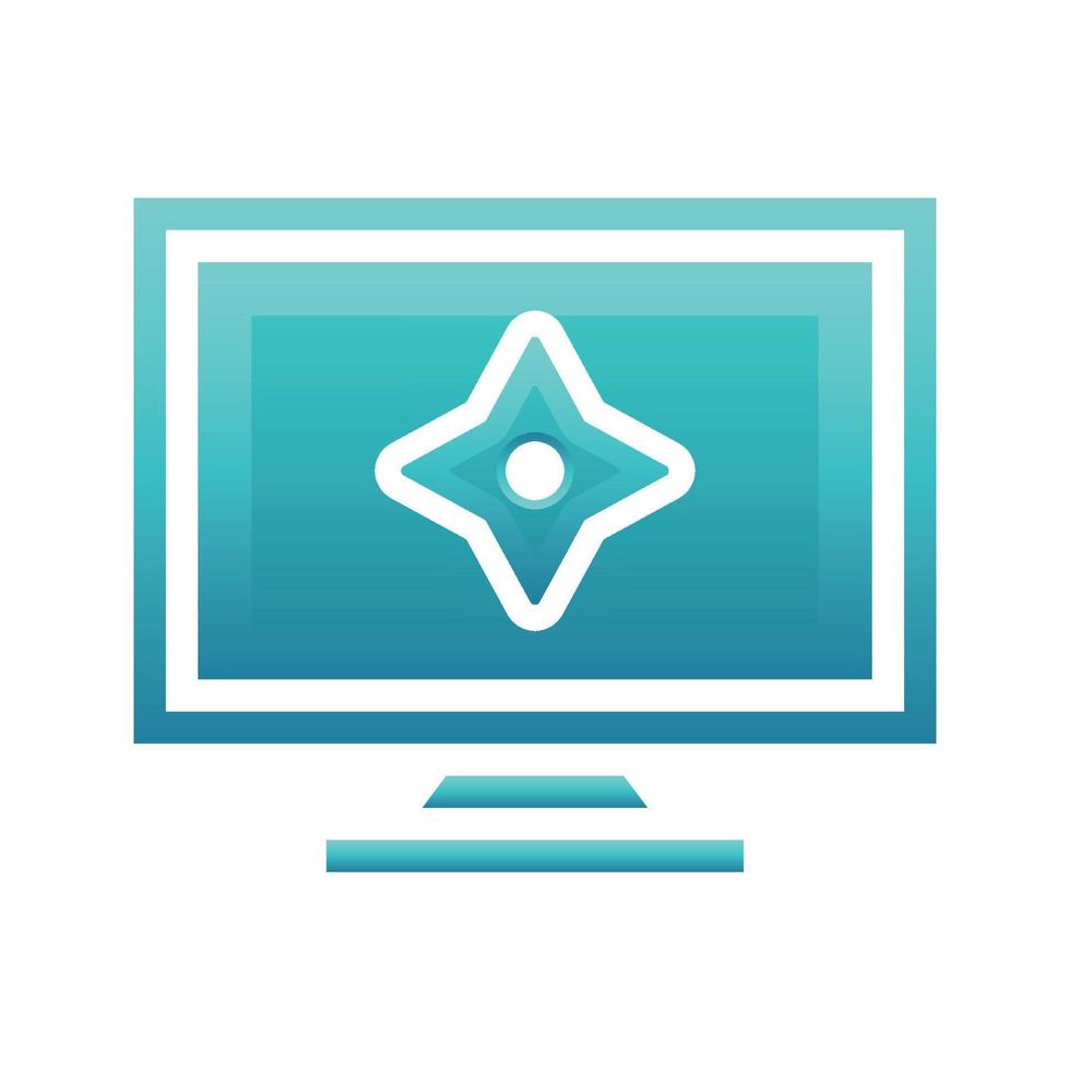 monitor shuriken logo gradient design template icon element vector