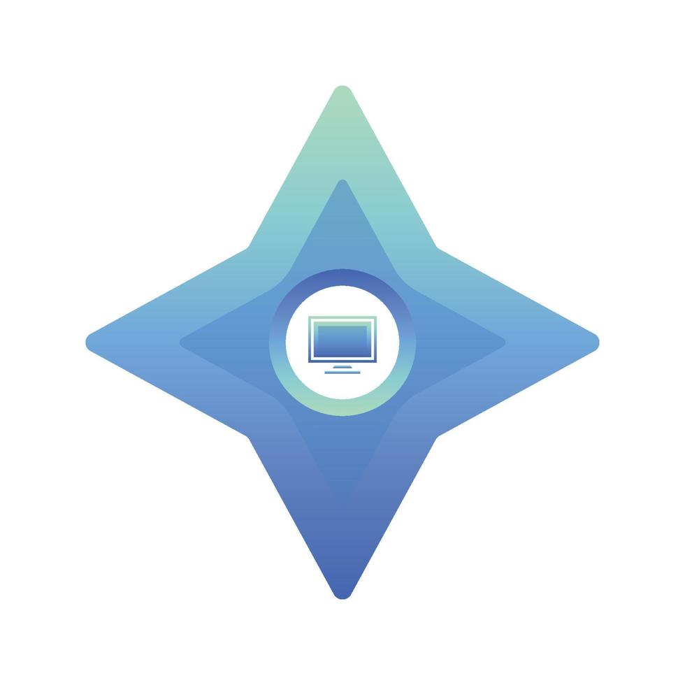monitor shuriken logo gradient design template icon element vector