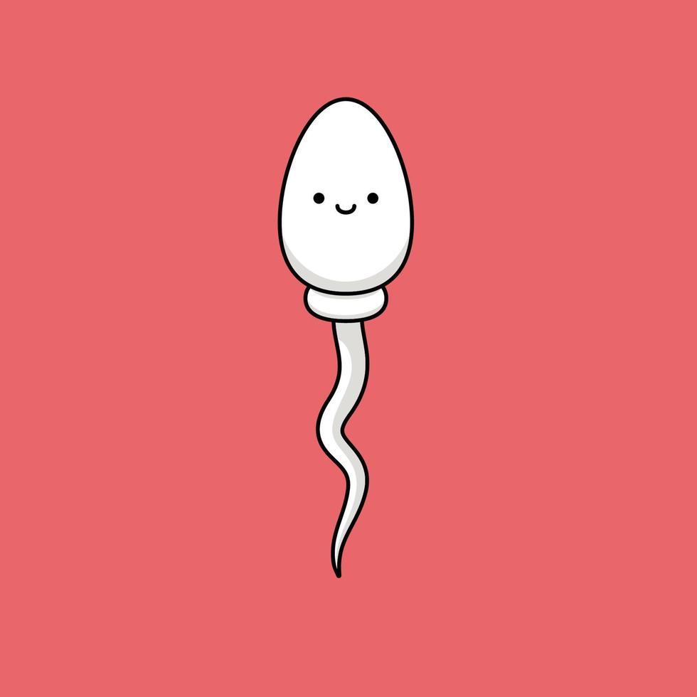 The Smiling White Sperm. Isolated Vector Illustration.
