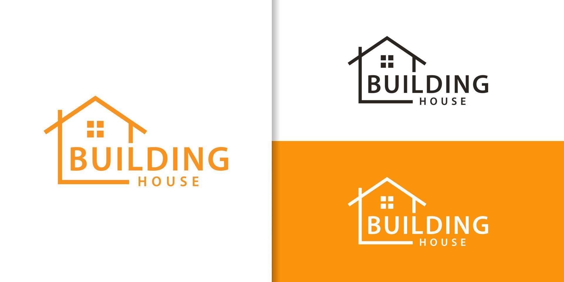 simple linear Building house architecture word mark logo design inspiration vector