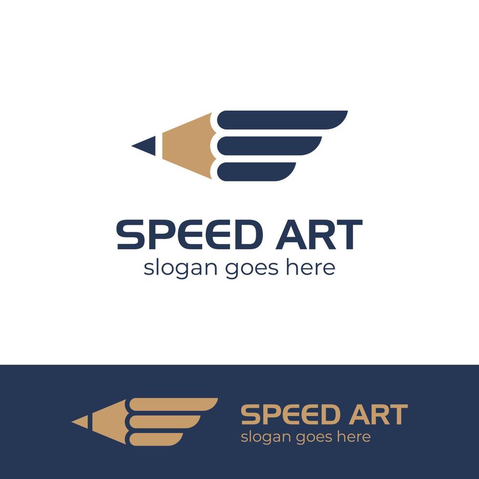 Fast pencil vector logo design, speed art designer flat simple logo icon symbol