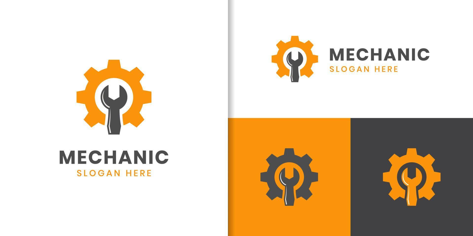 mechanical machine repairing gear logo design vector icon