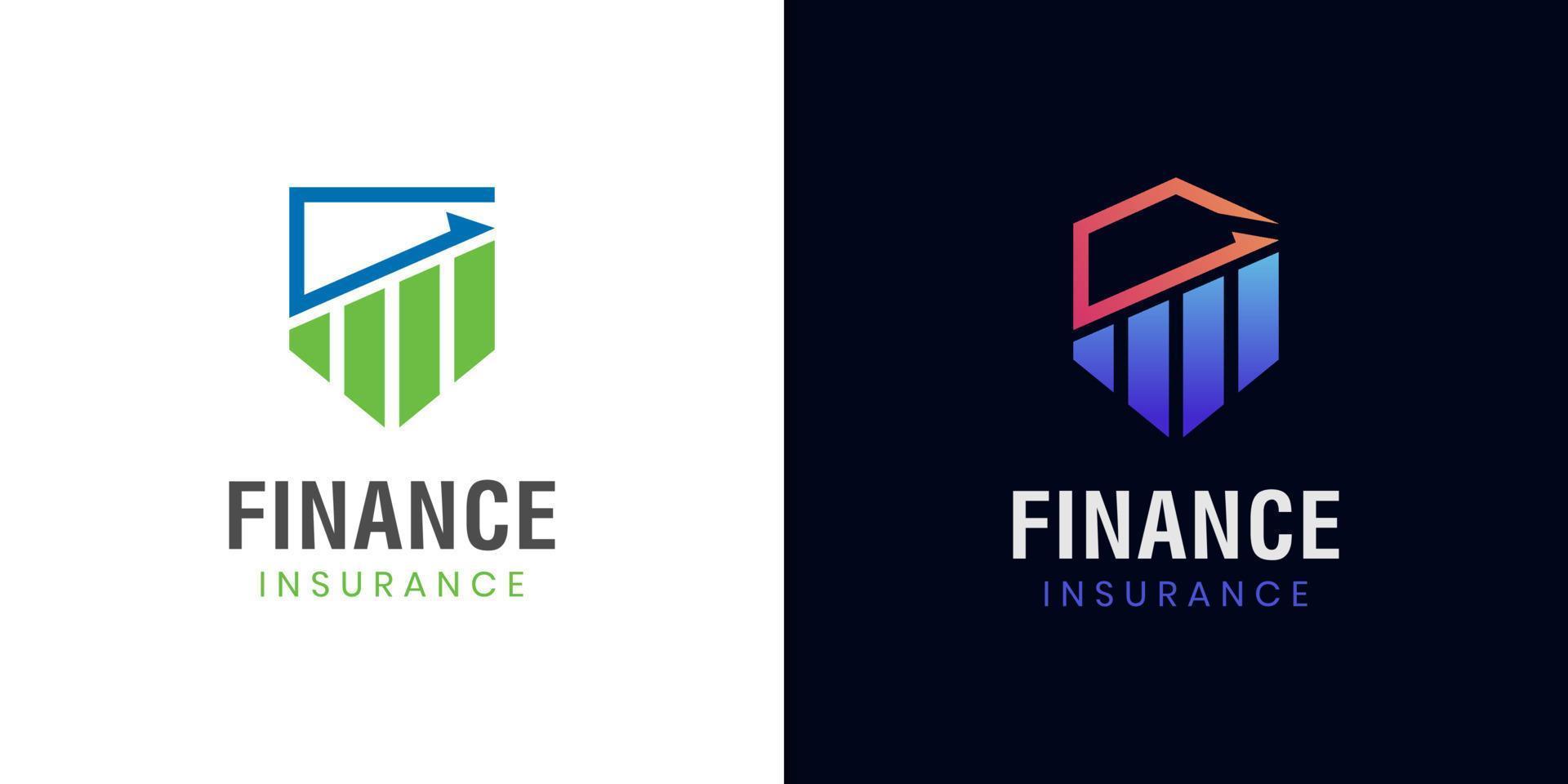 logotipo de finanzas de contabilidad de garantía icono de escudo combinado para marketing empresarial, logotipo financiero de éxito vector