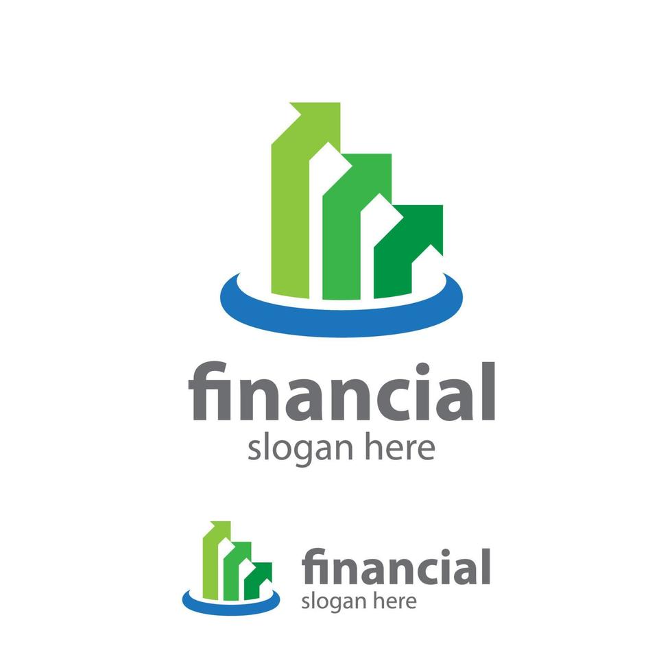 growth arrow logo design for data finance, investment, building invest logo template vector