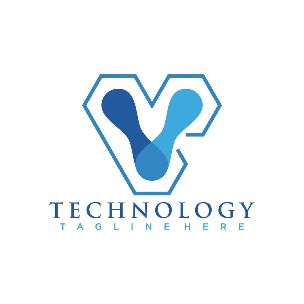 Tech logo with initial v creative design premium vector