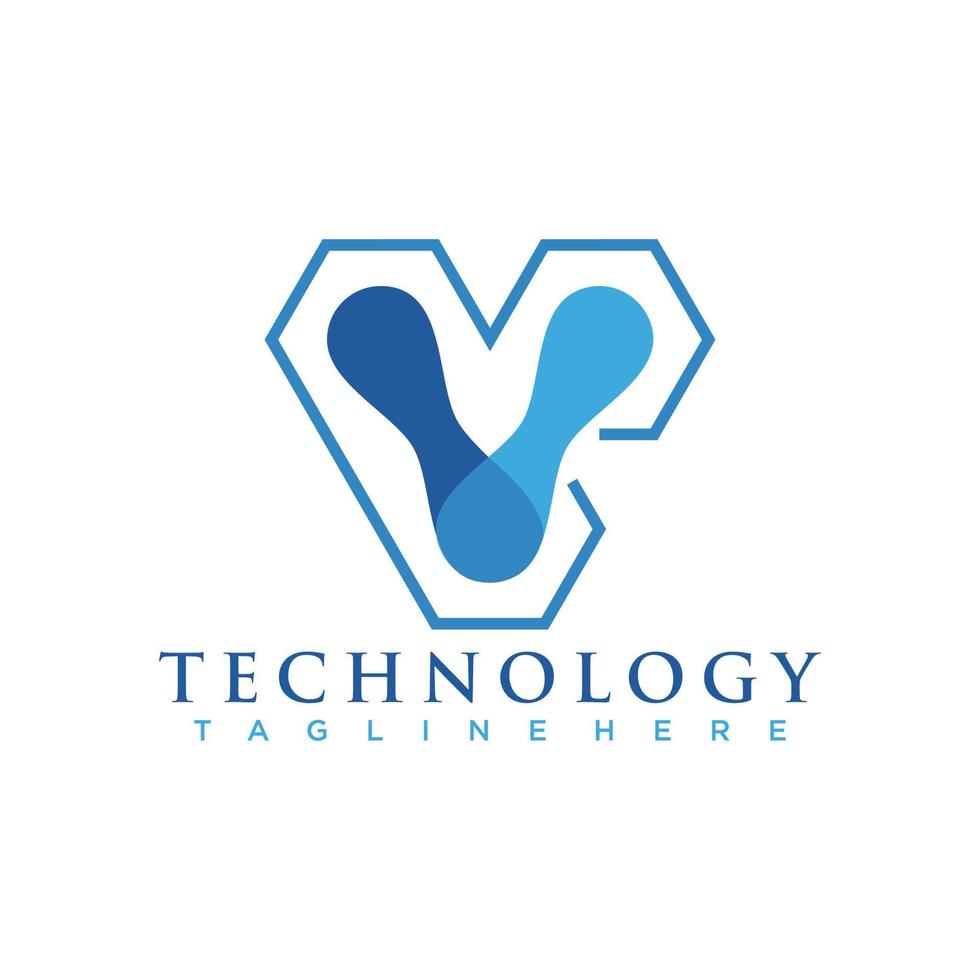 logotipo de tecnología con vector premium de diseño creativo v inicial