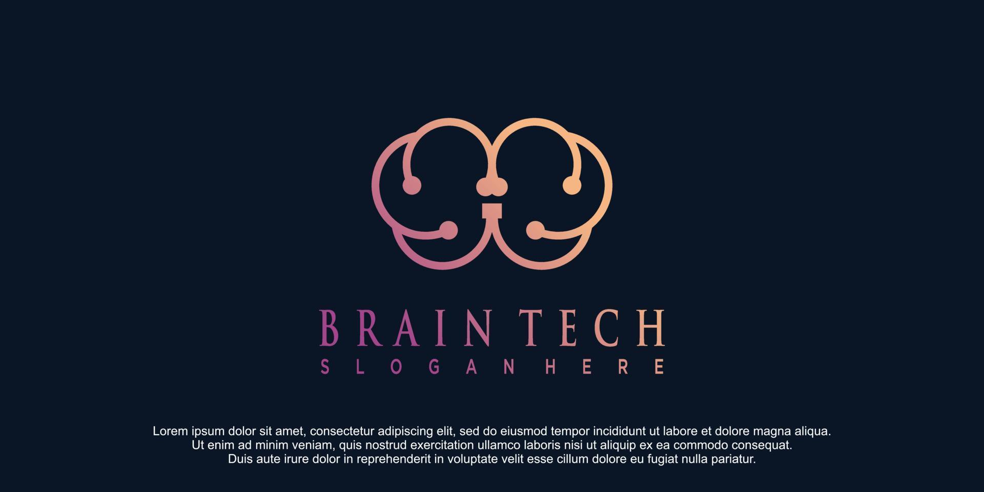 inspiración del logotipo de tecnología cerebral vector