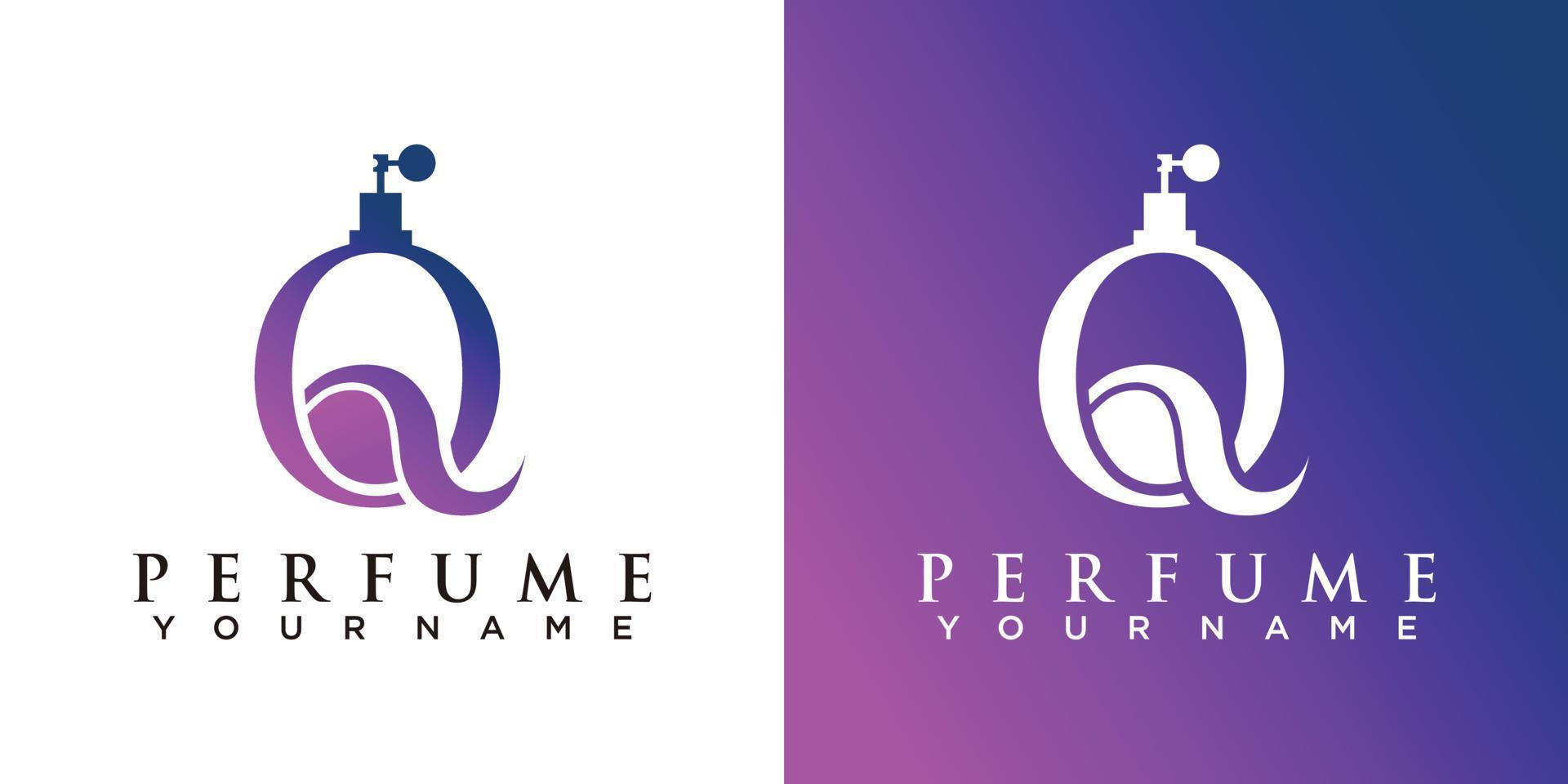 logotipo de perfume con vector premium de concepto de letra q