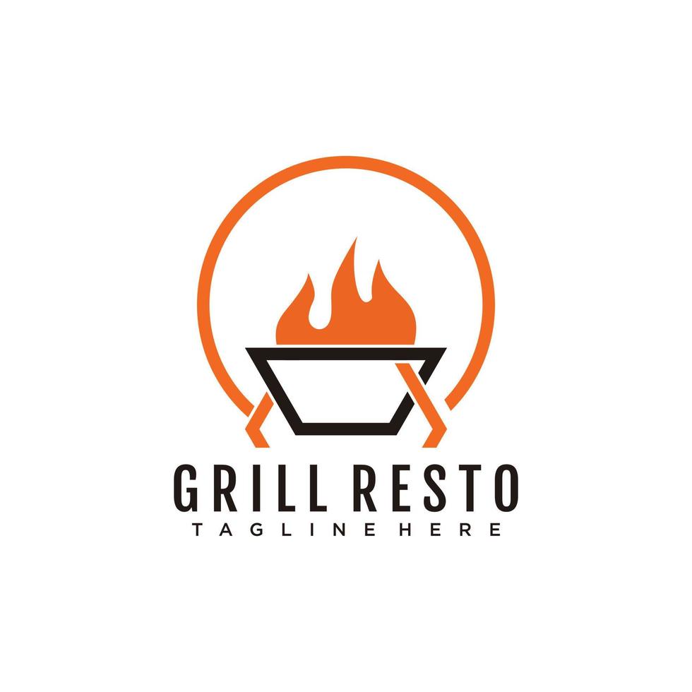 Grill logo illustration with creative design premium vector