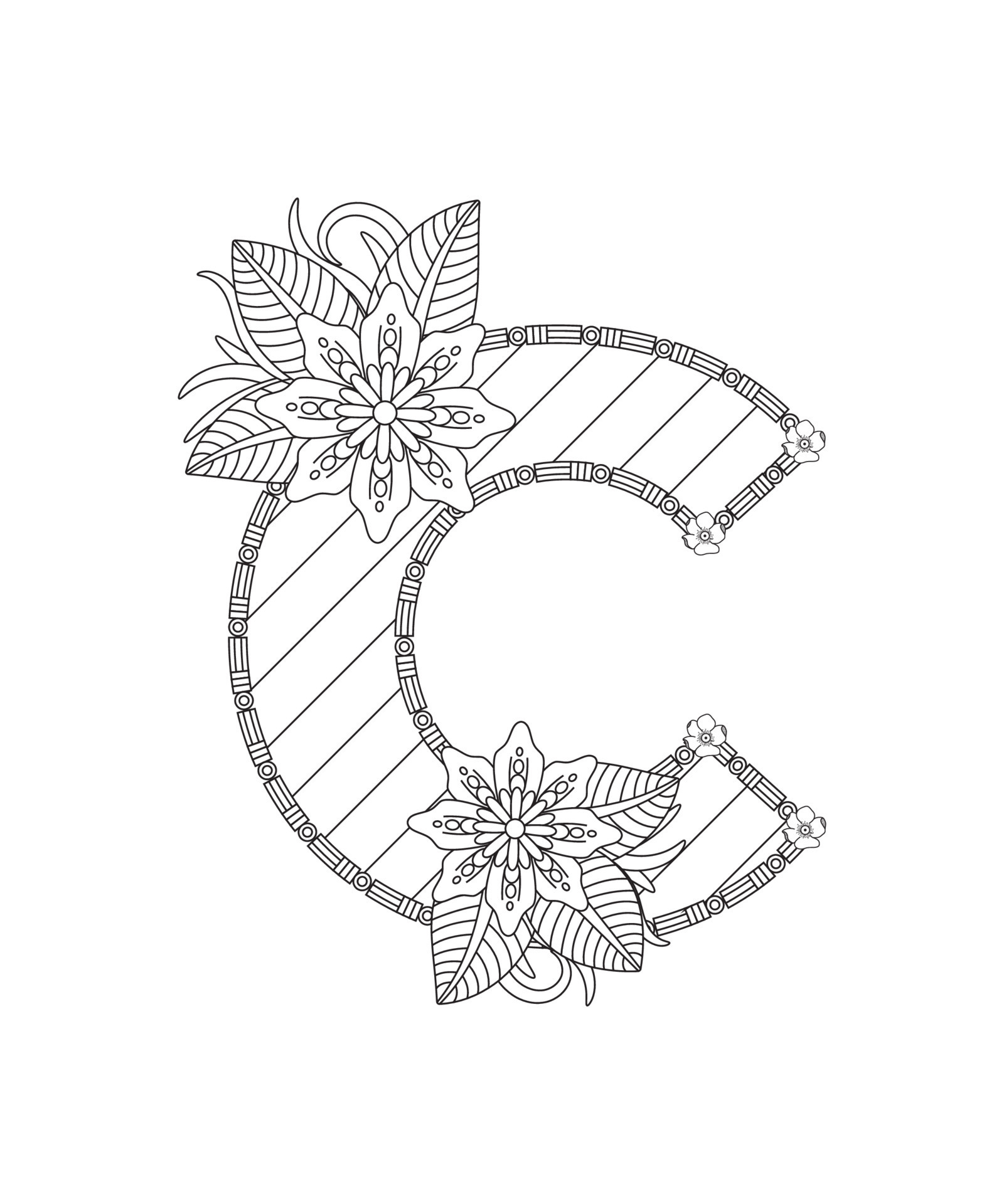 alphabet-coloring-page-with-floral-style-abc-coloring-page-letter-c