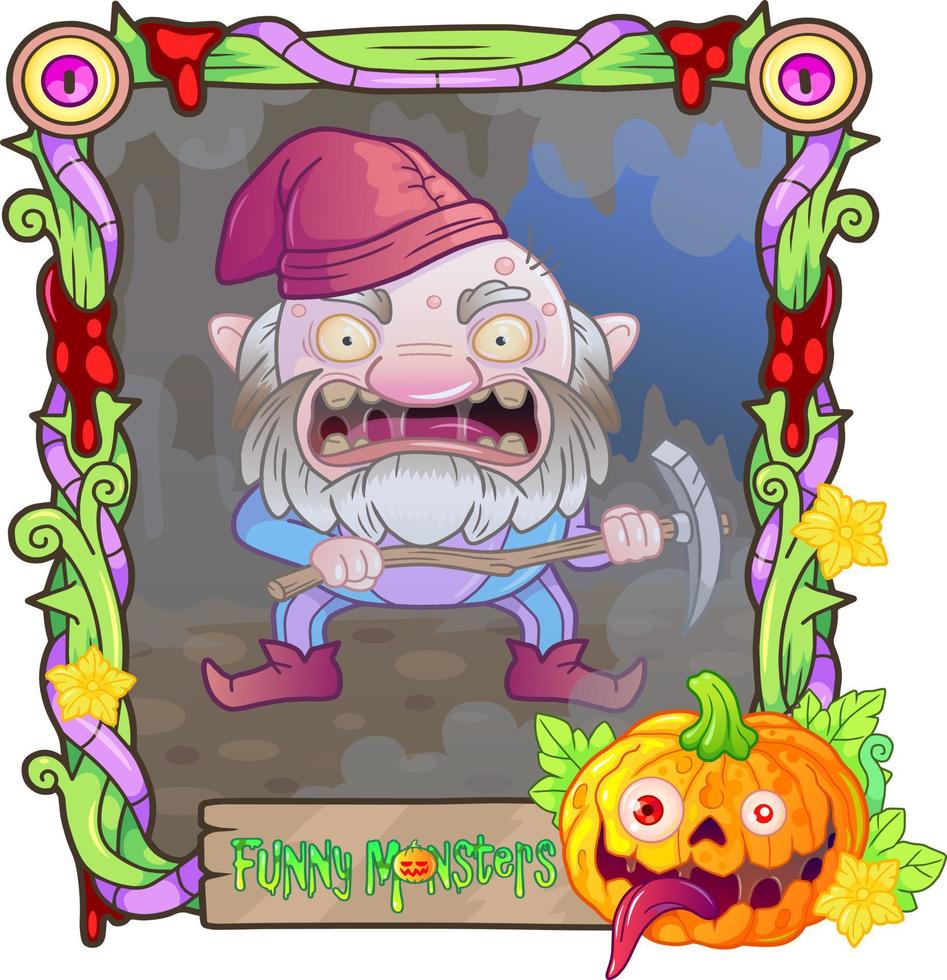 cartoon funny monster card vector