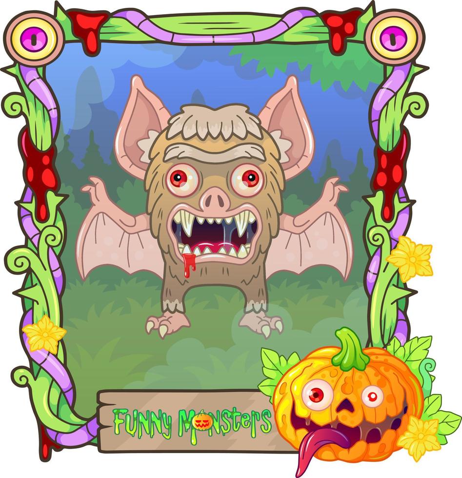 cartoon funny monster card vector