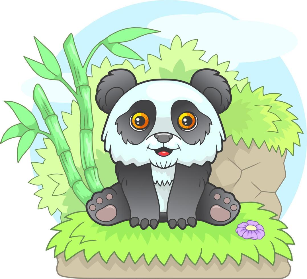 pequeño panda lindo vector