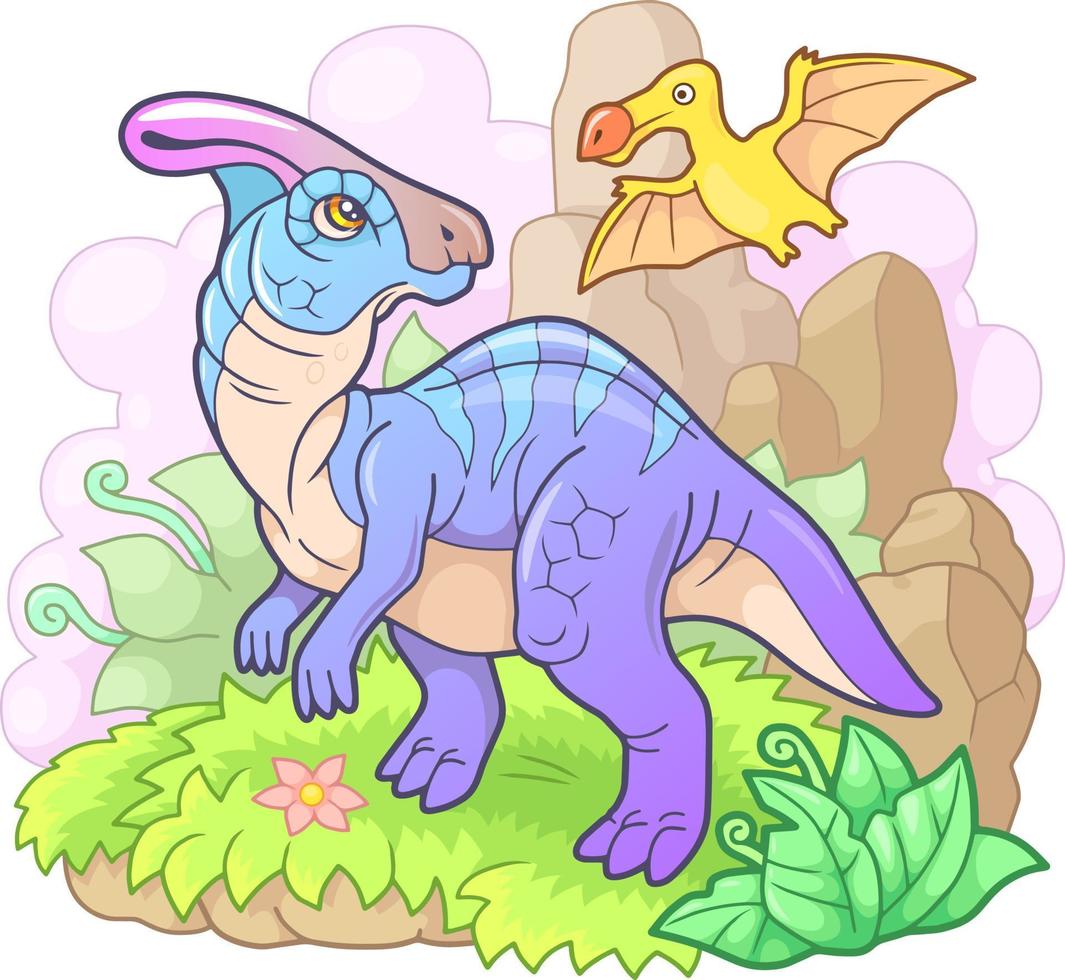 prehistoric Dinosaur Parasaurolophus, vector