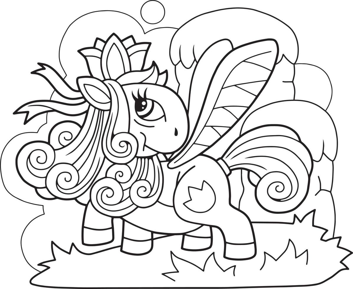 cute cartoon pony vector