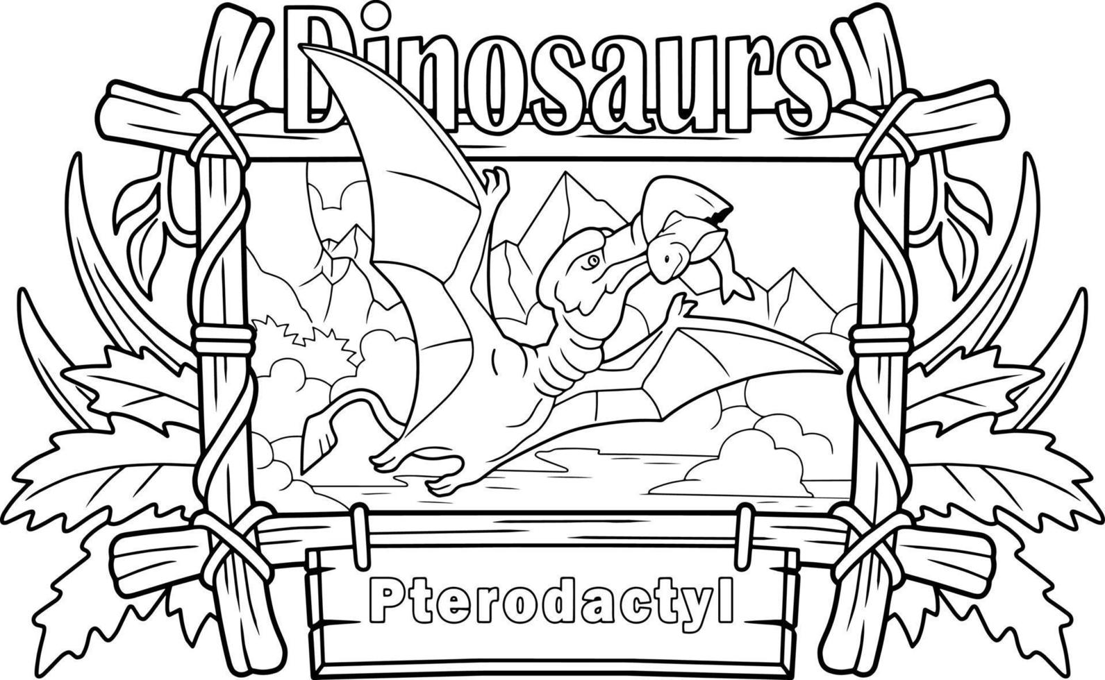 prehistoric cartoon dinosaur pterodactyl vector