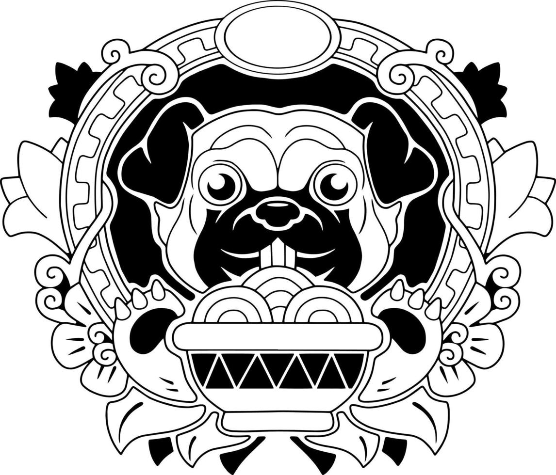 cute little pug vector