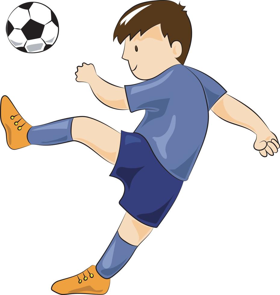 soccer boy player kicking ball vector