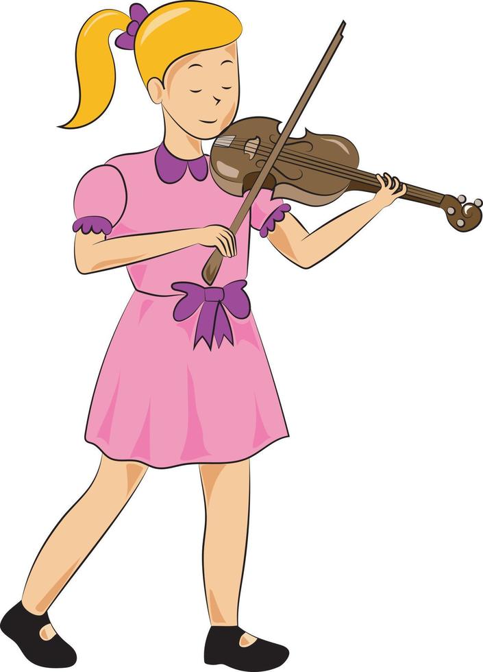 lindo, niña joven, juego, violín, músico vector