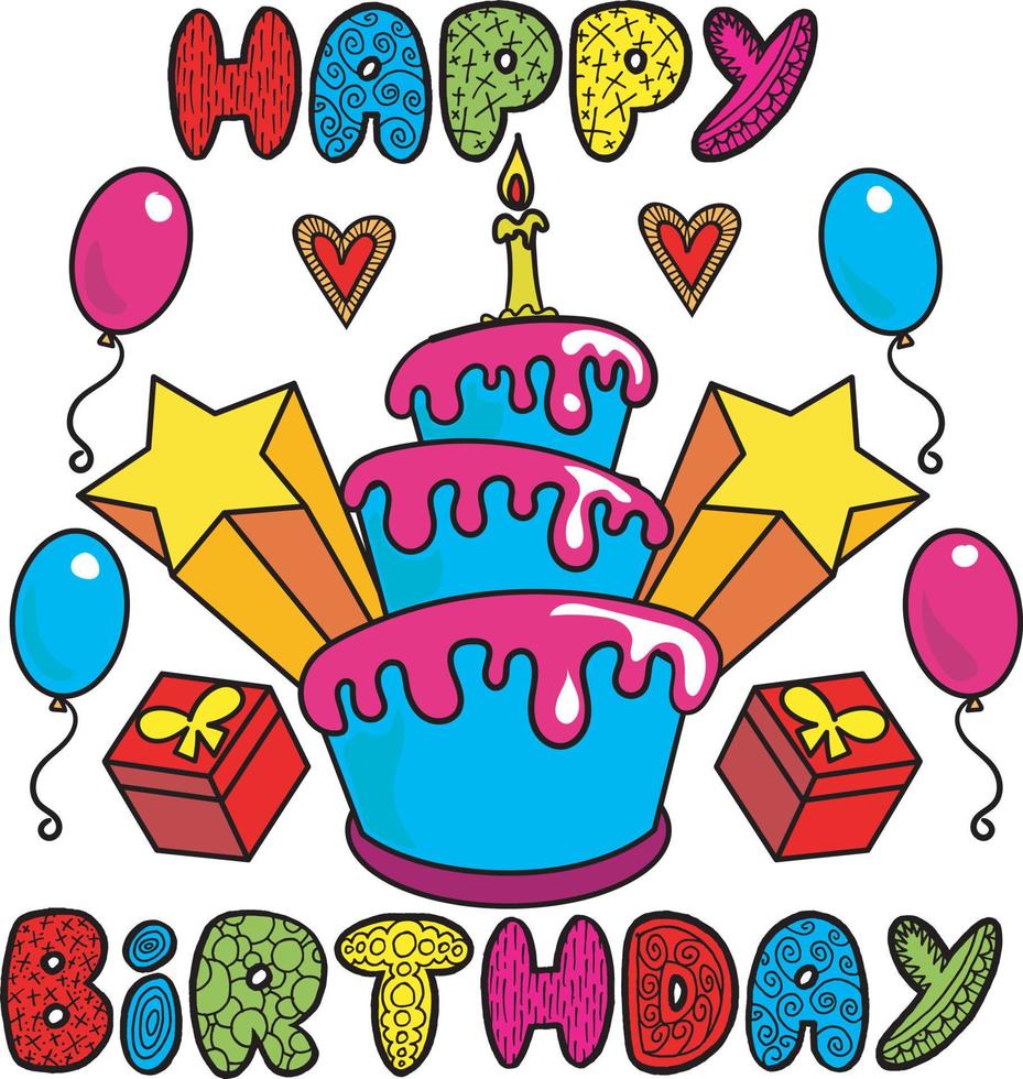 colorful birthday party set vector