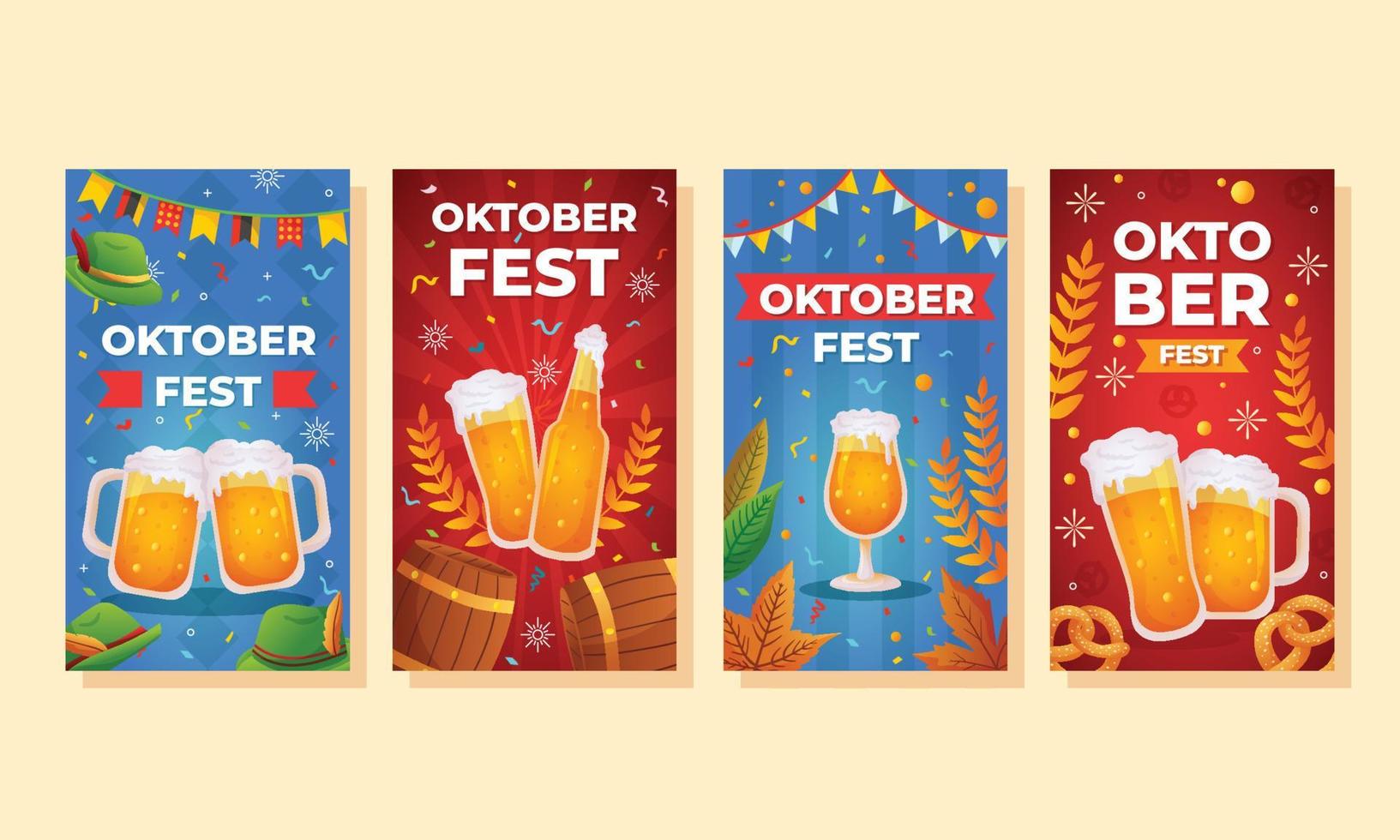 festividad del oktoberfest publicaciones en redes sociales vector