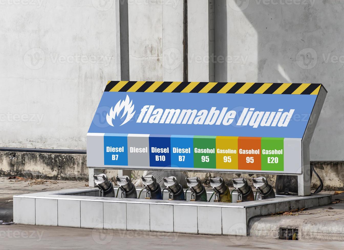 Oil filling valve with text flammable liquid on sign photo