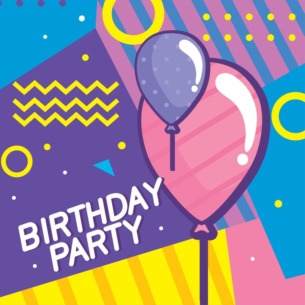 fiesta de cumpleaños con globos de helio vector