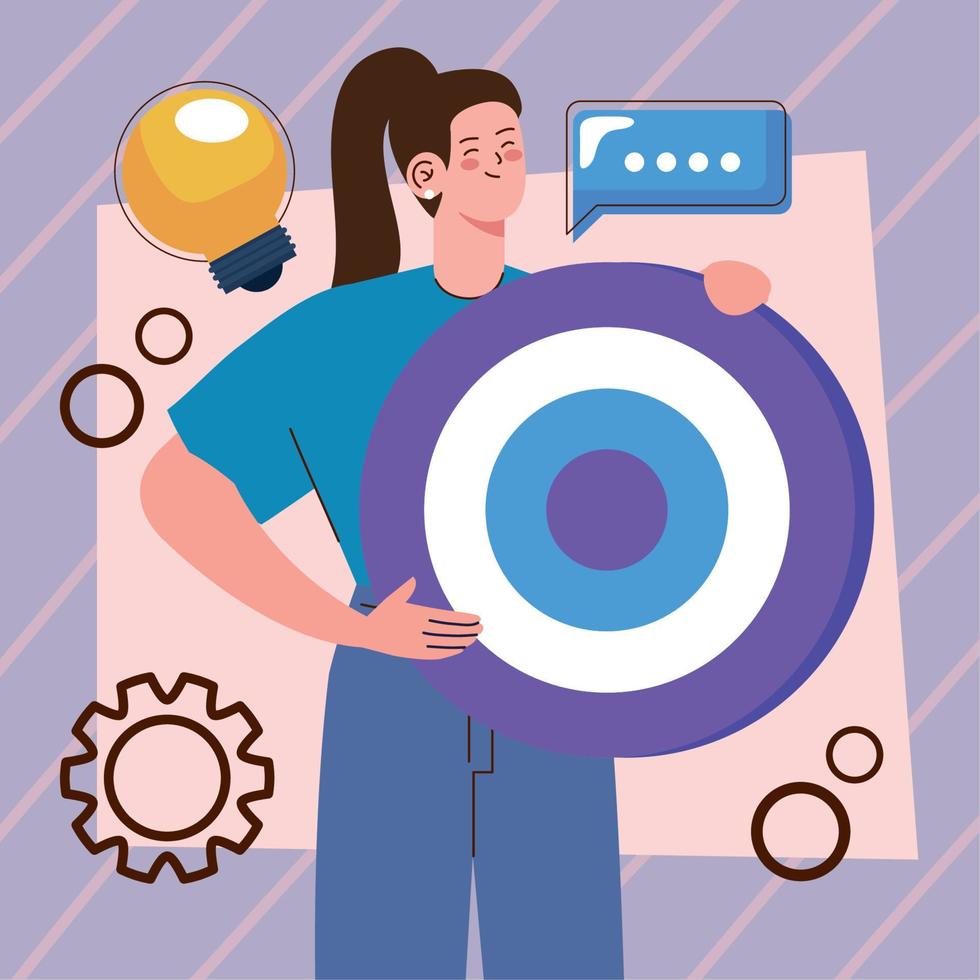 business woman lifting target vector