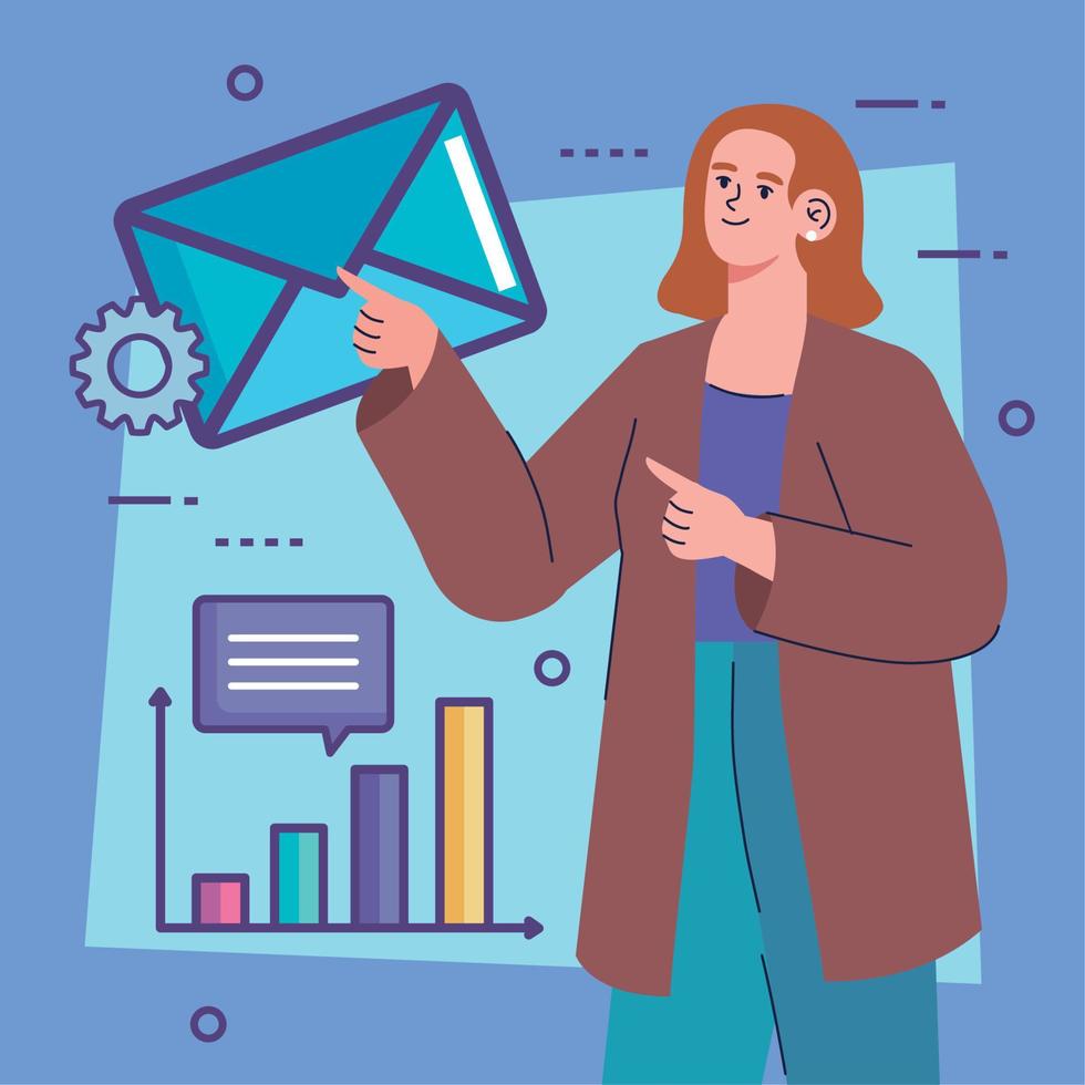 woman with envelope vector