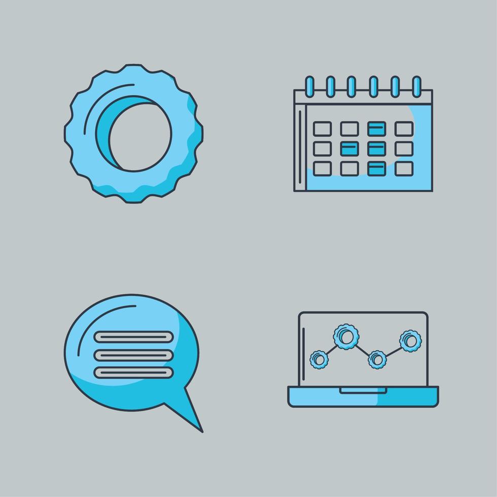 four research concept icons vector