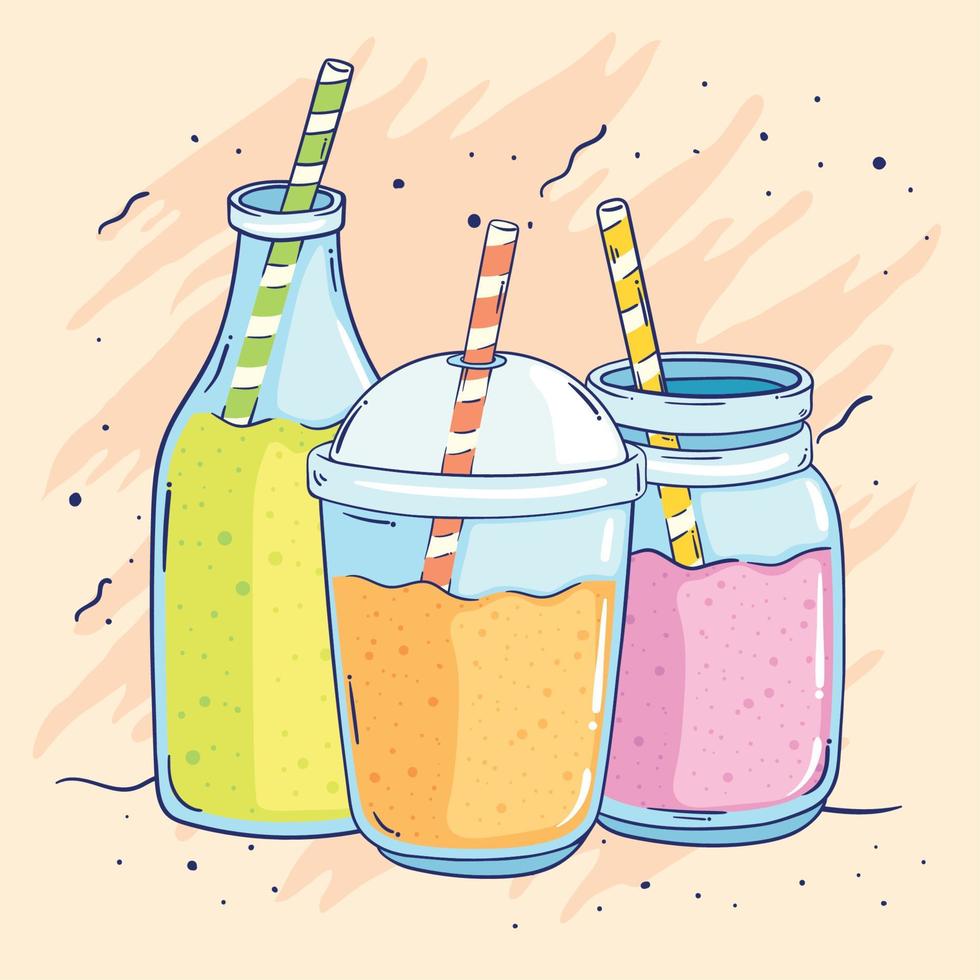 three smoothies detox pots vector