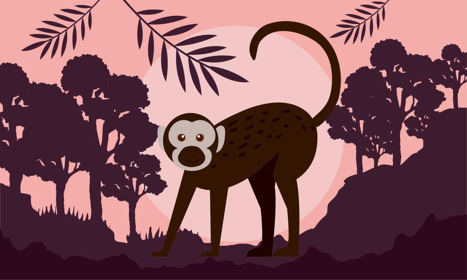 mono macaco en el paisaje vector