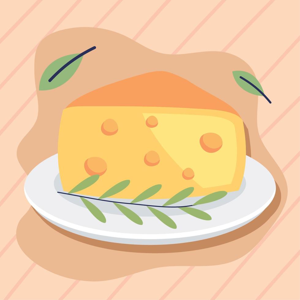 cheese portion in dish vector