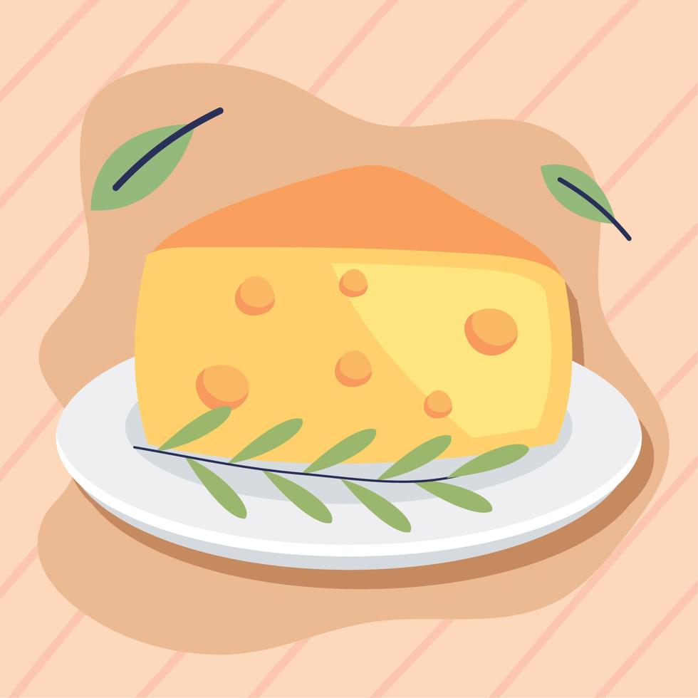 porción de queso en plato vector