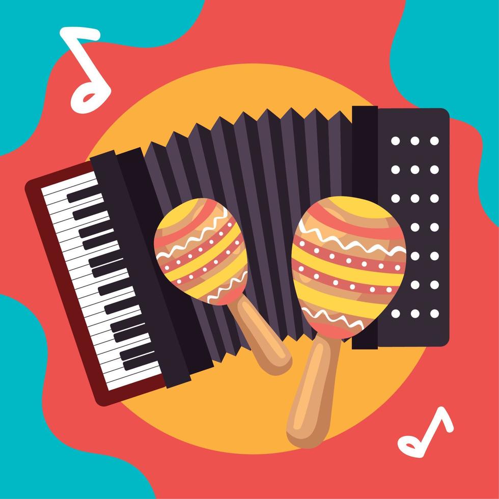 acordeon y maracas vector