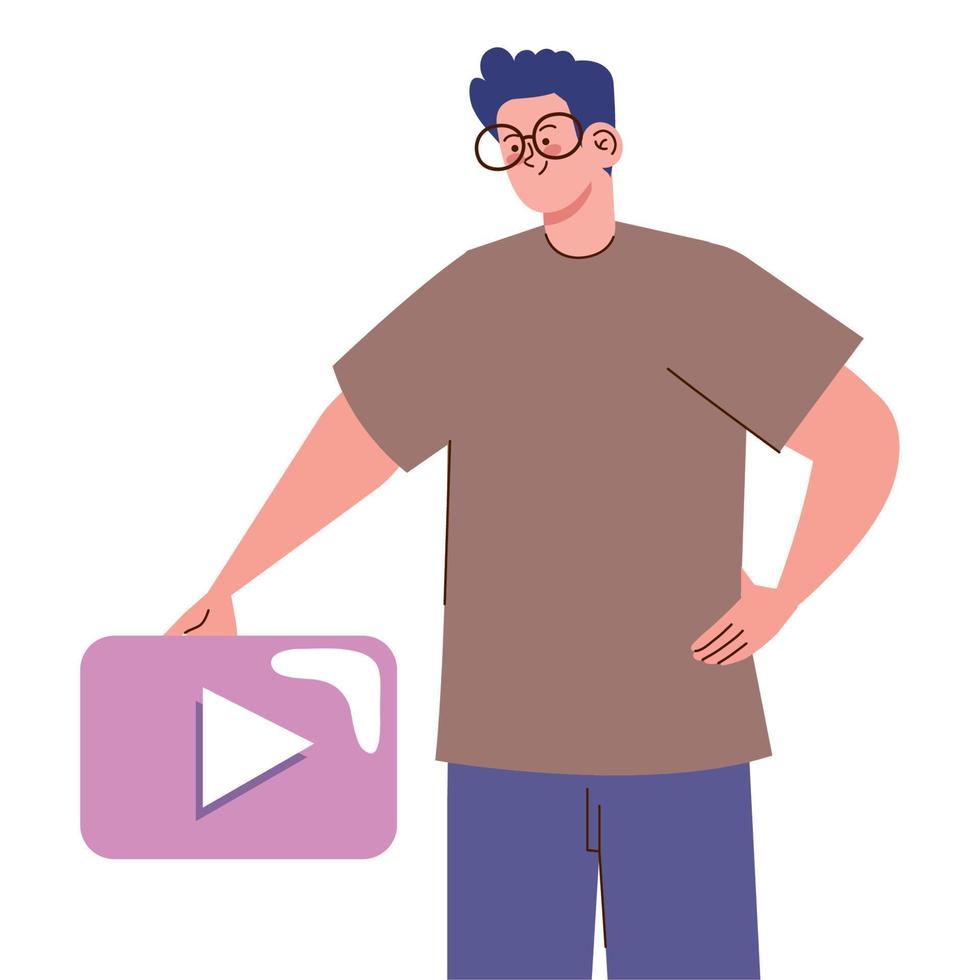 man with play button vector