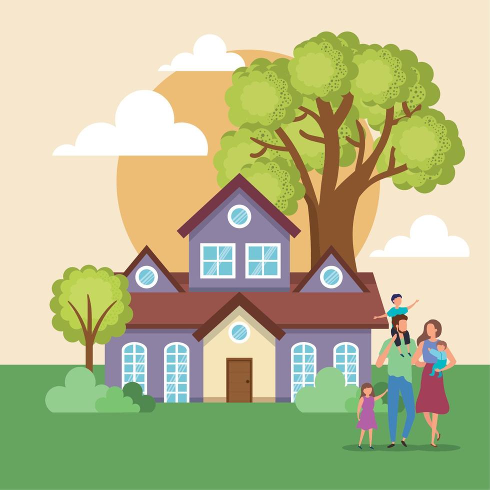new house and family vector