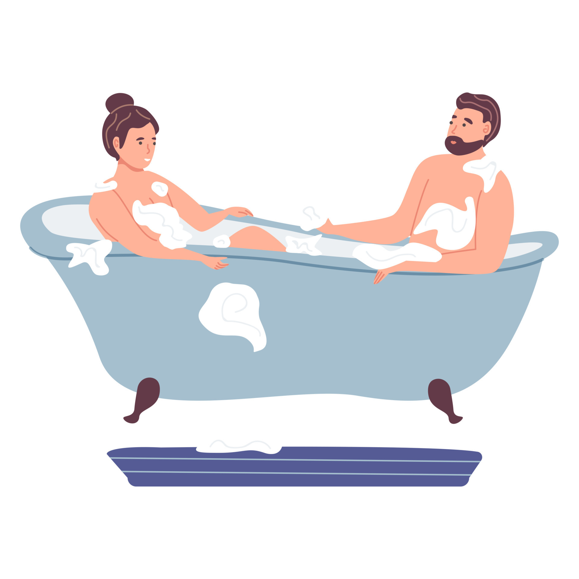 Everyday routine scene from the morning habit. A young woman and man