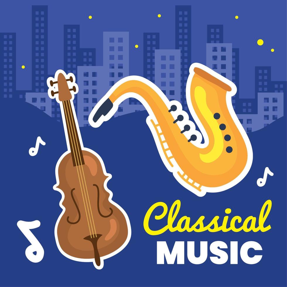 classical music lettering with instruments vector