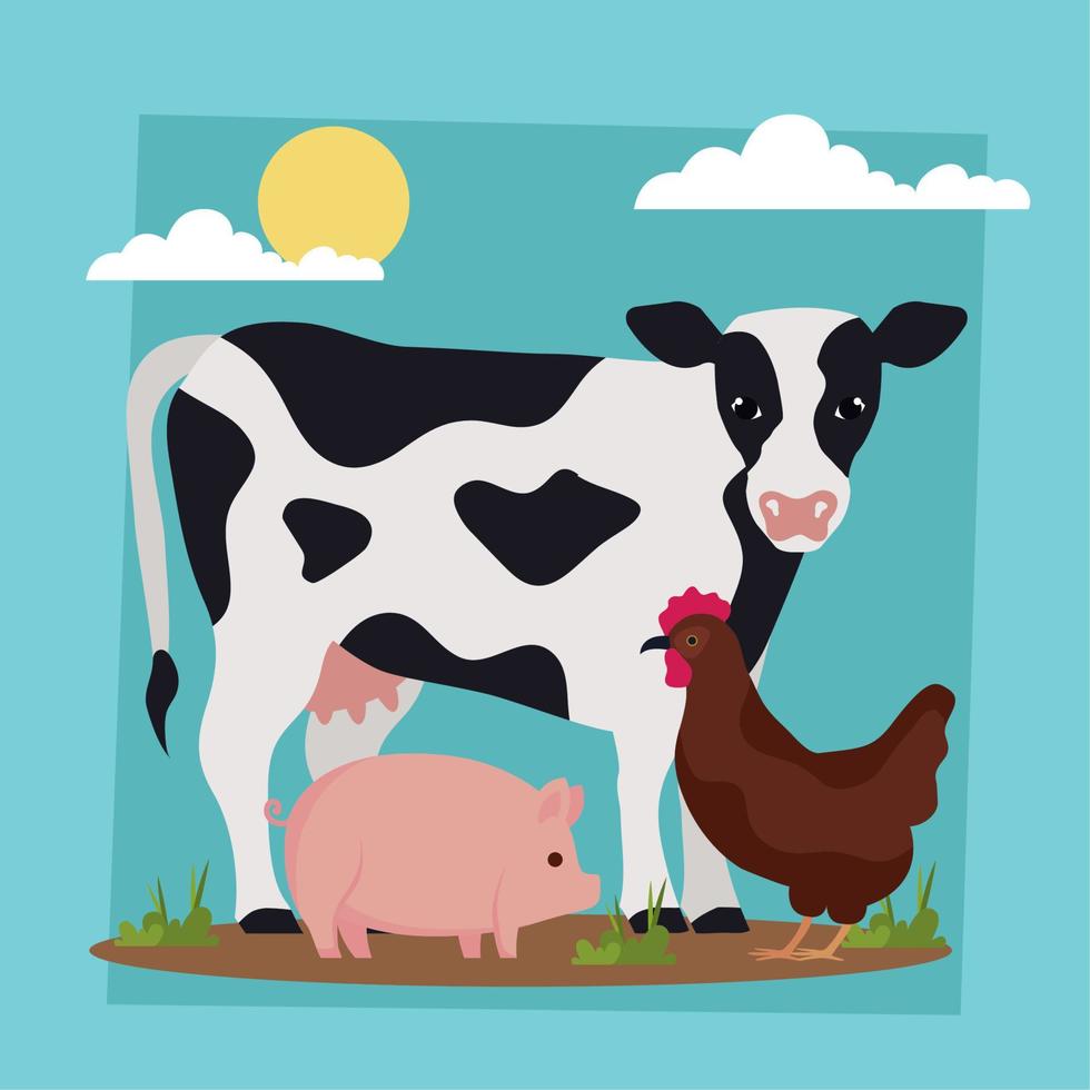 animals farm in the camp vector