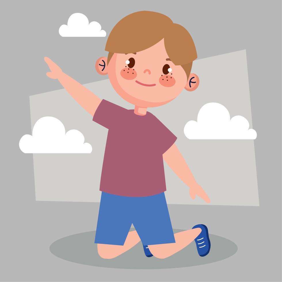 boy kneeling position vector