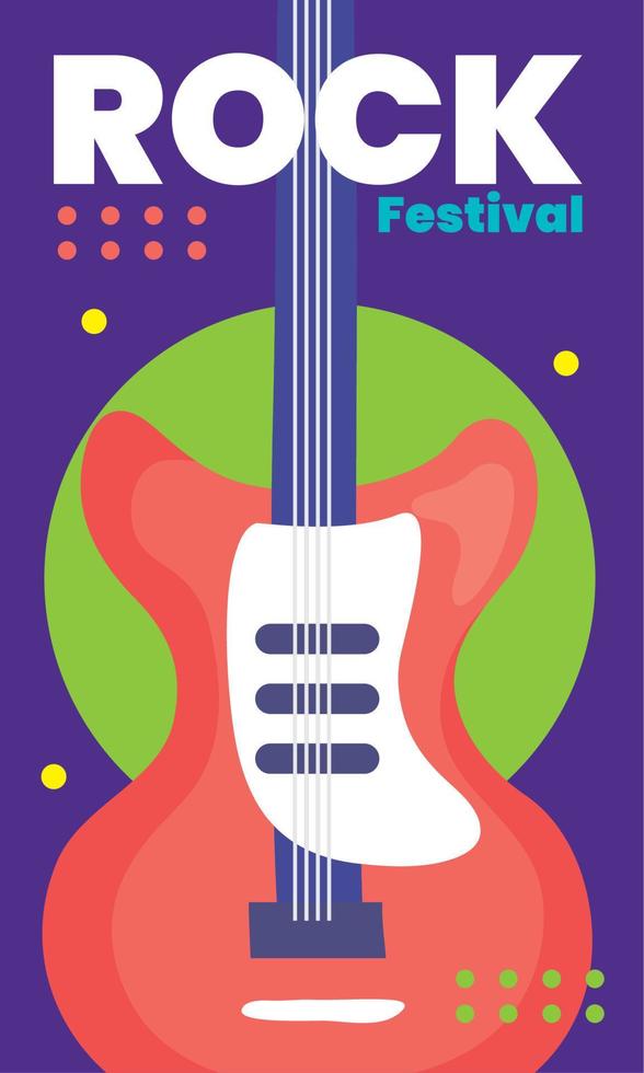 rock festival lettering with guitar electric vector