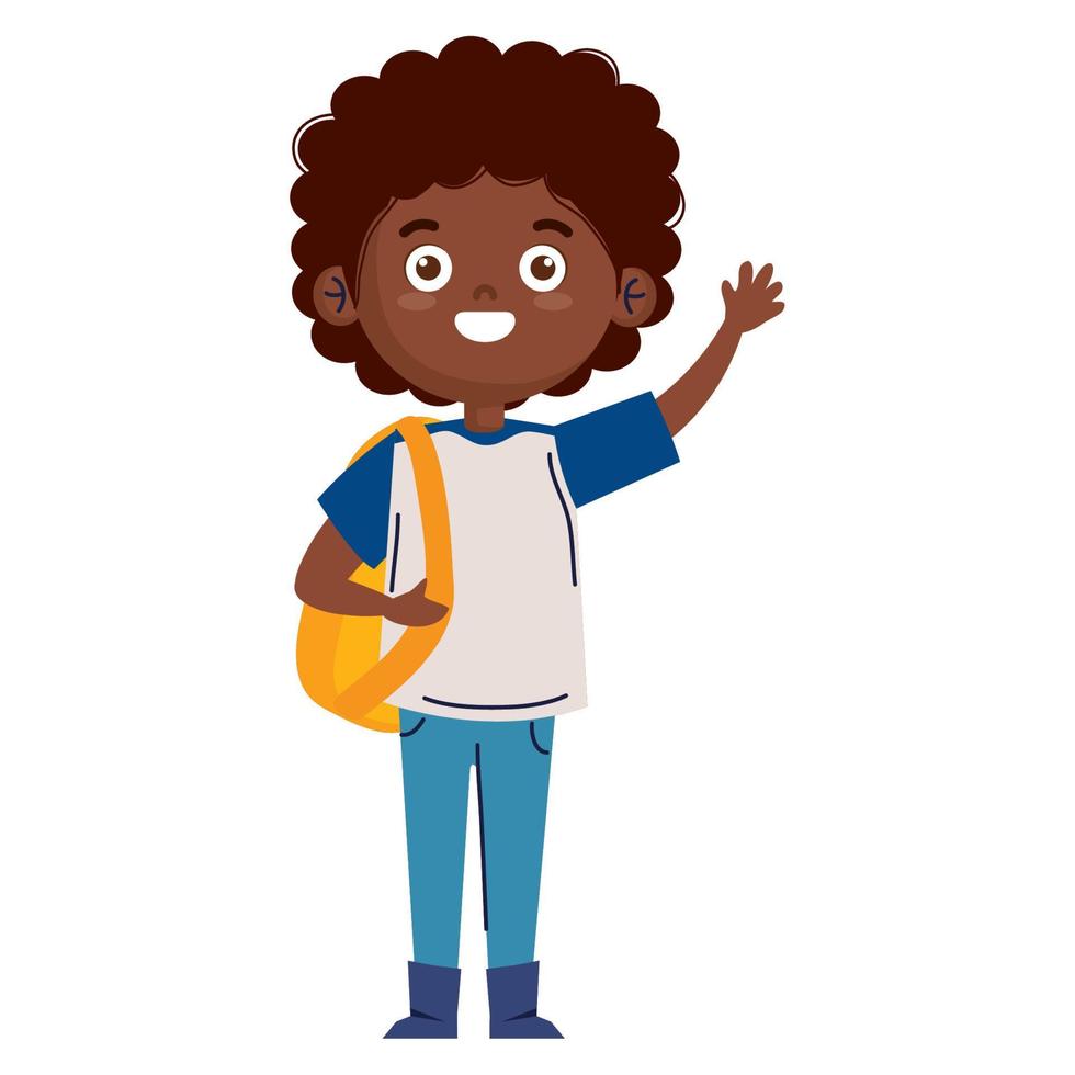 afro little student boy vector